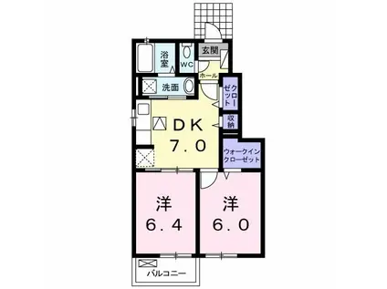 ワイズKM(2DK/1階)の間取り写真