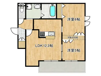 大口通ヘーベルメゾン C棟(2LDK/1階)の間取り写真