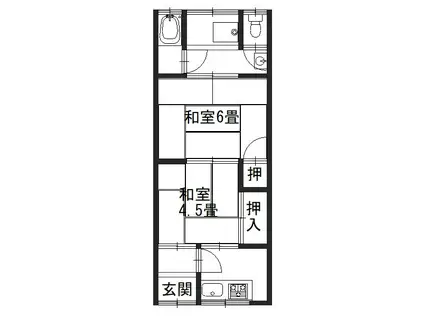 第2八ノ坪荘(2K/1階)の間取り写真