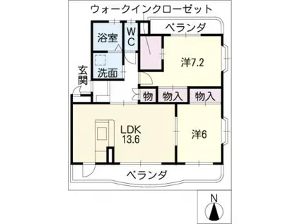 エスポワール弐(2LDK/1階)の間取り写真