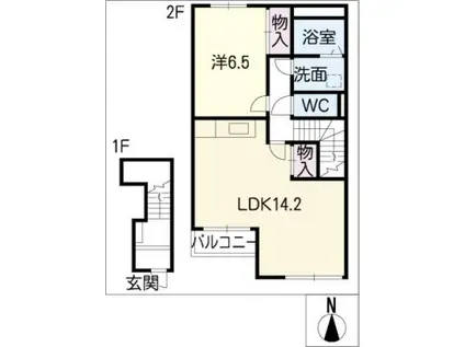 フォレストヴィラII(1LDK/1階)の間取り写真