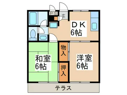 グリーンハイム壱番館(2DK/1階)の間取り写真