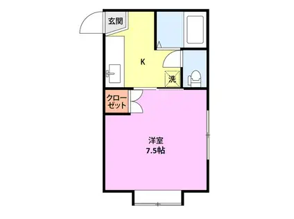 スカイコート・II(1K/1階)の間取り写真