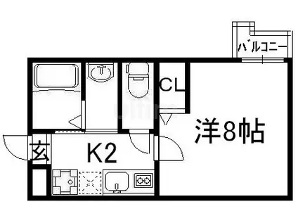 アークリード五条堀川(1K/1階)の間取り写真