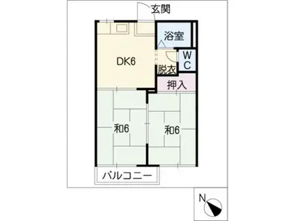 グリーンコーポ石橋A・B棟(2DK/2階)の間取り写真