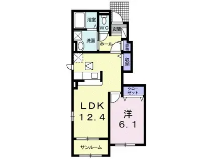 カームリー・ベルII(1LDK/1階)の間取り写真