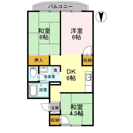 光陽ハイツ(3DK/2階)の間取り写真