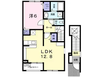 ソラーレ(1LDK/2階)の間取り写真