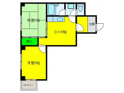 エースハイツひらのA棟(2DK/6階)の間取り写真
