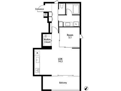 HANEGI TERRACE(1LDK/3階)の間取り写真