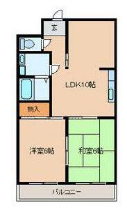 神明台ハイツ(2LDK/1階)の間取り写真