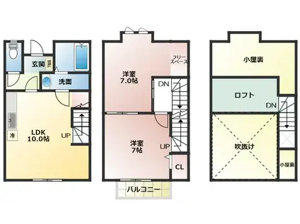 CLAIR 咲 B(2LDK/1階)の間取り写真