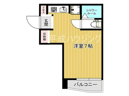 ゴールドハイム(ワンルーム/2階)の間取り写真