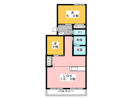 スカイキングIIPLUS(2LDK/3階)の間取り写真
