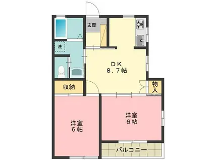 サンリエール(2DK/1階)の間取り写真