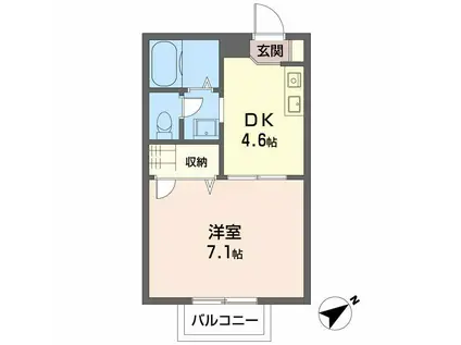 ティアラ藤(1DK/2階)の間取り写真