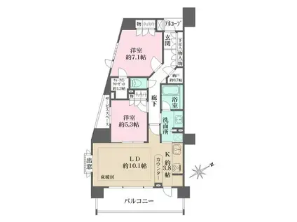 藤和シティホームズ(2LDK/7階)の間取り写真