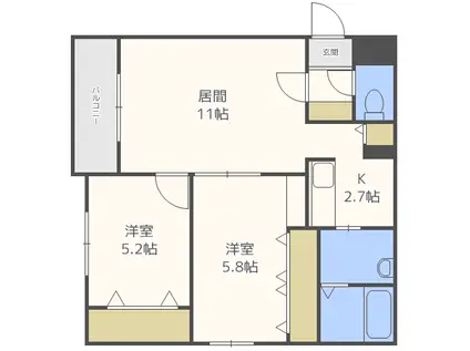 GRAN FELICIA S24(2LDK/2階)の間取り写真
