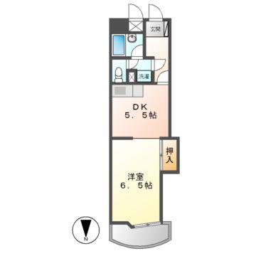秋月ハイツ(1DK/9階)の間取り写真