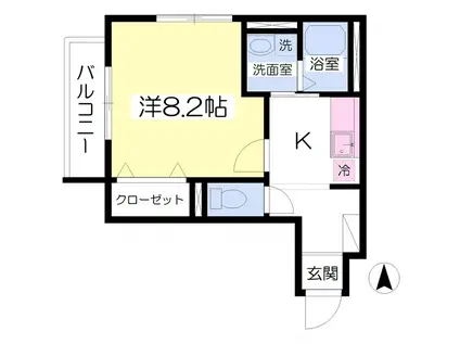 TNスクエア黒髪(1K/1階)の間取り写真