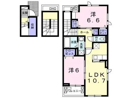 サンセット(2LDK/3階)の間取り写真