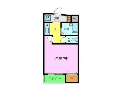 ルミエールS(1K/4階)の間取り写真