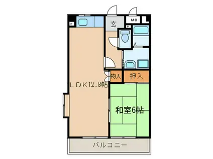 グランハイツ大志(1LDK/4階)の間取り写真