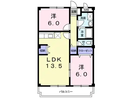 ラコニアGK(2LDK/1階)の間取り写真
