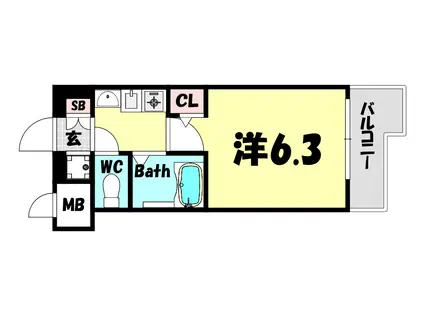 ESTEMCOURT新神戸エリタージュ(1K/4階)の間取り写真