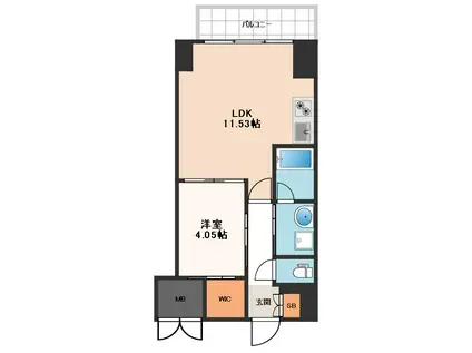 VINOプレジオ本町(1LDK/8階)の間取り写真