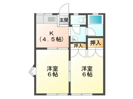 コーポアルファ(2K/2階)の間取り写真