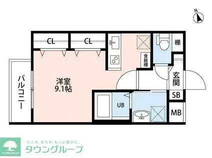 グラシアコート(ワンルーム/4階)の間取り写真