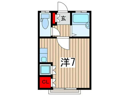 ホワイトガーデン(ワンルーム/2階)の間取り写真