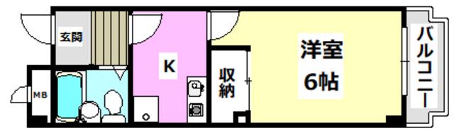 ブライトンヒルズ箕面(1K/3階)の間取り写真
