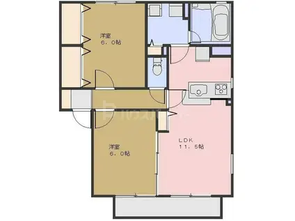 エルメゾンG(2LDK/2階)の間取り写真