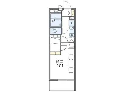 ミズホII(1K/1階)の間取り写真