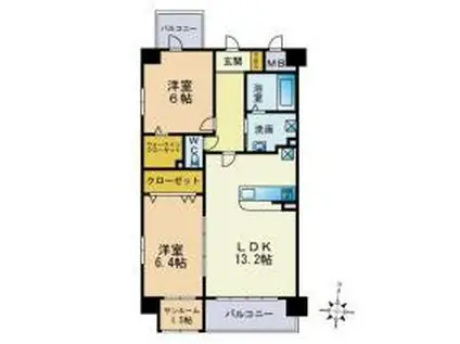 プレジール弐番館(2SLDK/3階)の間取り写真