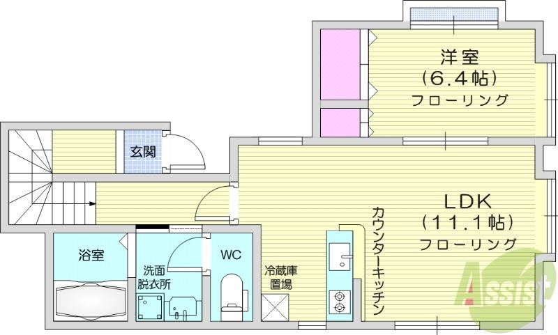 リーコーポ弐番館(1LDK/2階)の間取り写真