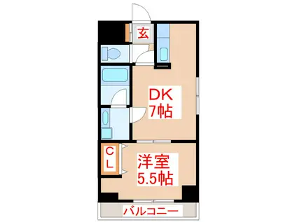 平之町タワーズ(1DK/2階)の間取り写真