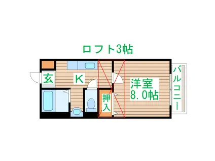 アスティオン荒井(1K/1階)の間取り写真