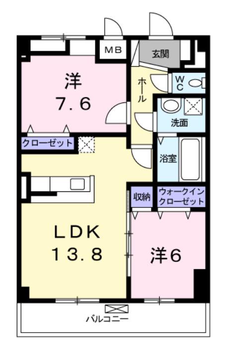 アネックス・ウエスト21(2LDK/2階)の間取り写真