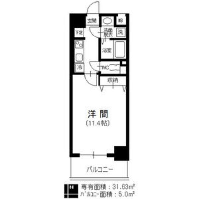 クピットガーデン千代田(1K/6階)の間取り写真