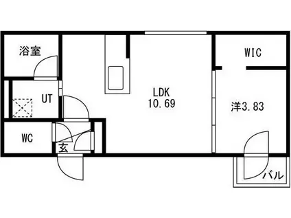 フォレスト北11(1LDK/3階)の間取り写真