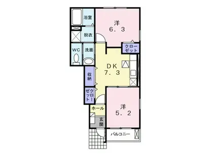 カーサ・カーロ(2DK/1階)の間取り写真