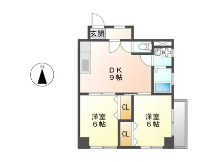 メゾンKARIメゾンカリ(2DK/4階)の間取り写真