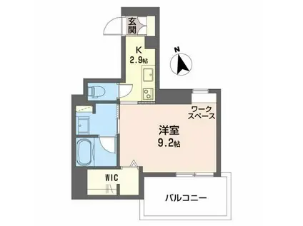 CASAREGIO川辺(1K/1階)の間取り写真