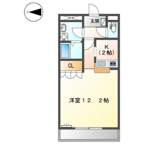 ロワール(1K/1階)の間取り写真