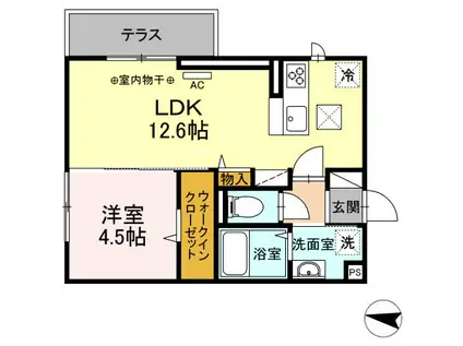 イリーニ(1LDK/3階)の間取り写真