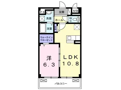 ドゥ・セードル利府(1LDK/1階)の間取り写真