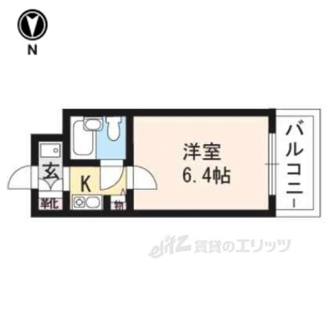 DETOM-1衣笠(1K/3階)の間取り写真